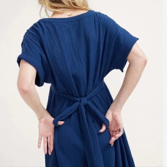 Hatch Maternity The Rosa Dress Blue Minimalist 100% Cotton $198 Women's Sz 1 B7 - Picture 7 of 15